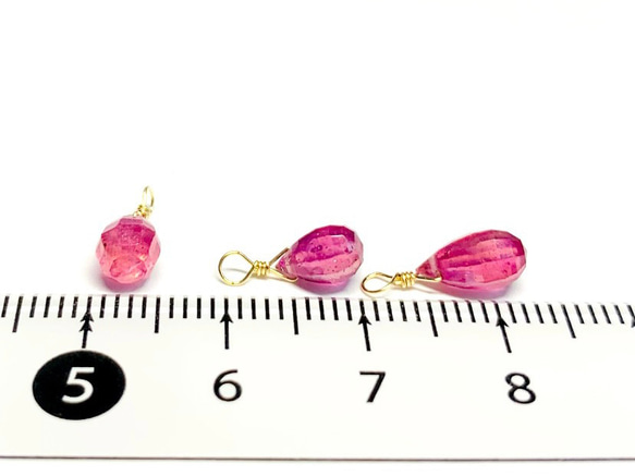 【天然石チャーム】宝石質ルビー　14kgf/シルバー925 　ドロップ形　１個　ハンドメイド素材 5枚目の画像