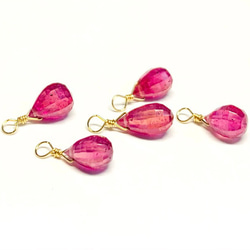 【天然石チャーム】宝石質ルビー　14kgf/シルバー925 　ドロップ形　１個　ハンドメイド素材 3枚目の画像