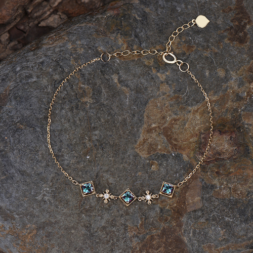 ヴィンテージ 6 月誕生石 アレキサンドライト ブレスレット ミニマ