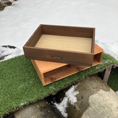 卓上収納ボックス〜1段〜(大サイズ) オークandウォルナットカラーver