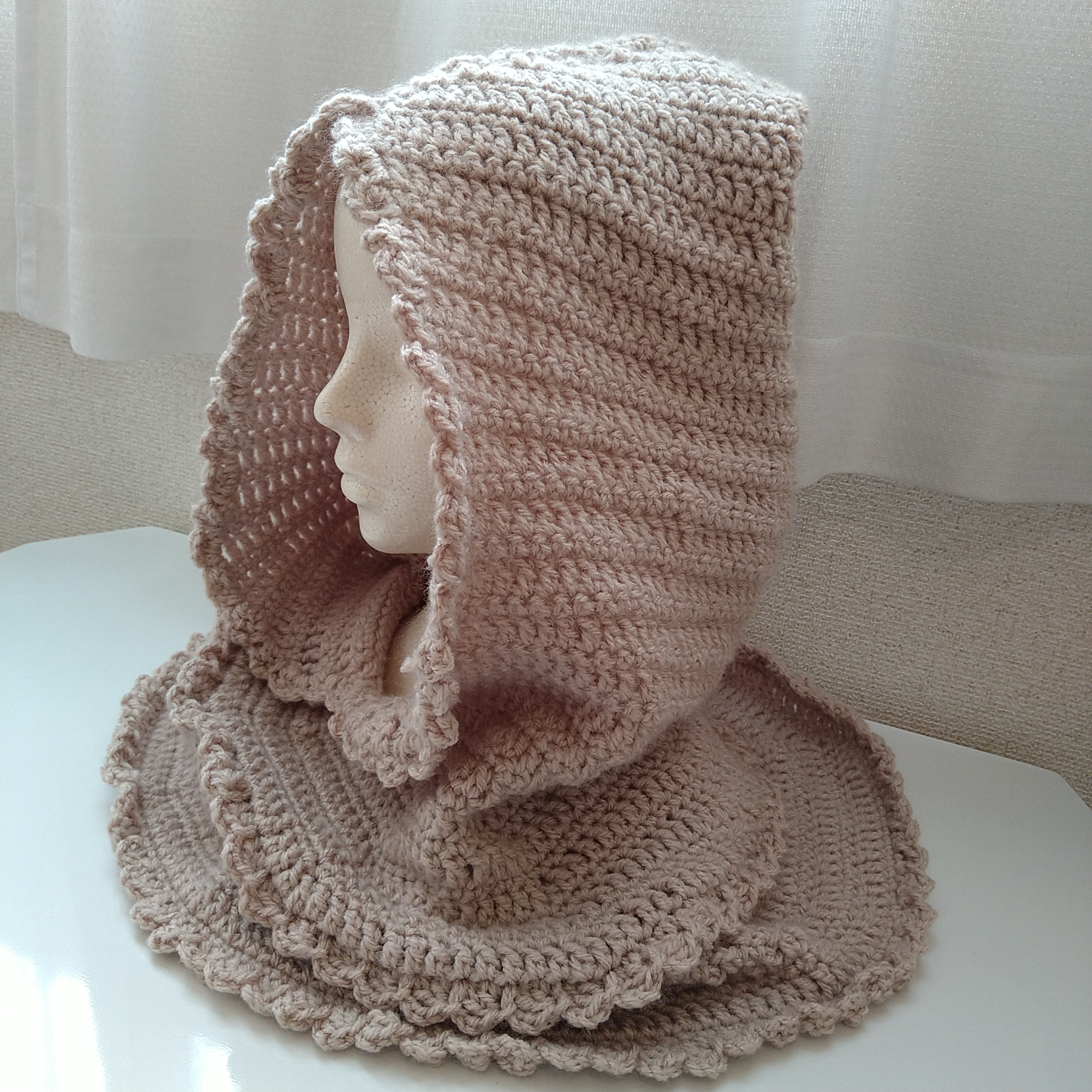 【送料込み】【受注制作】フード付きネックウォーマーベージュ