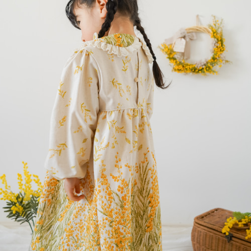 受注制作】ミモザの丸襟ワンピース 子供服 kurumi 通販 18768258