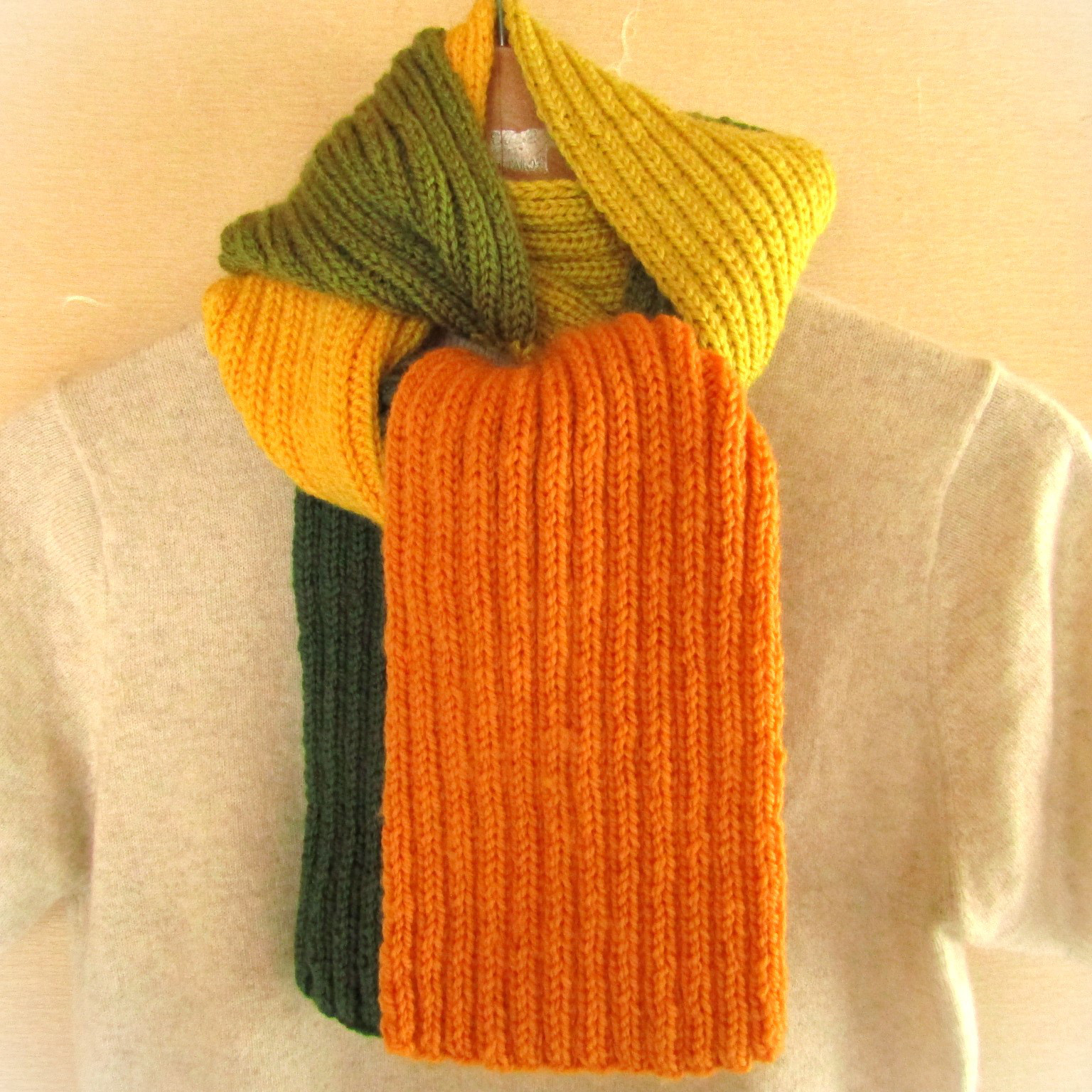 ❁手編み❁６colors muffler part7(orange ＆ green)MERINO WOOL
