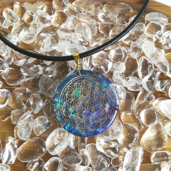 フラワーオブライフ＊水晶たっぷりキーホルダー波動入り