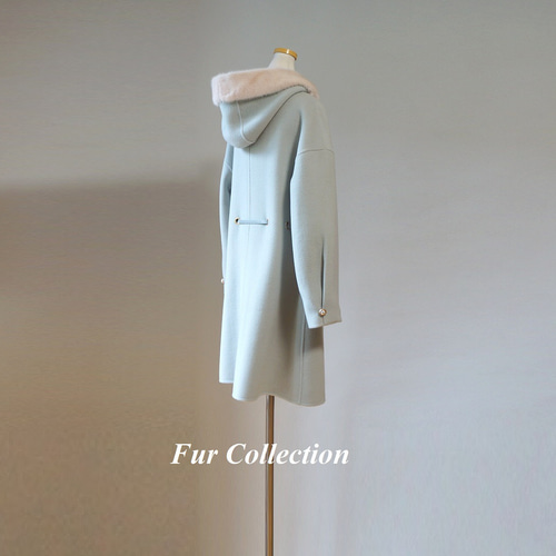 やさしい色☆ミンクファー付き大人可愛いコート 新品リアルファー付き