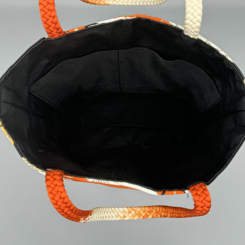 着物 帯 帯締め リメイク トートバッグ ハンドメイド オレンジ 花
