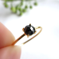 4月の誕生石】4mm美粒ローズカット「ブラックダイヤモンド」リング