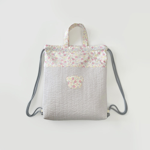 はなちゃん様　ヌビ　刺繍クマ/ライトブルー　レッスンバック・上履き入れ・体操着袋 はなちゃん様 ヌビ 刺繍クマ/ライトブルー レッスンバック