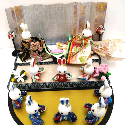 ひなまつり ひな人形 三人官女 五人囃子 つまみ細工 ひな人形・雛飾り