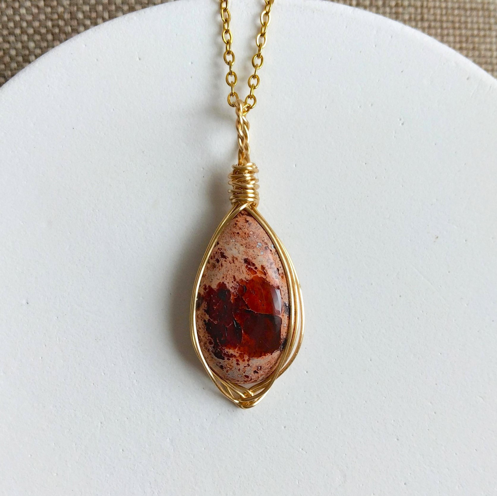 カンテラオパール　天然石　ワイヤーペンダント　No.P83