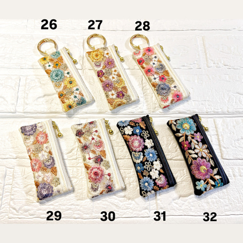 【リュンヌ】インド刺繍リボン・ポーチ 累計1000個突破✨ リップケース インド刺繍リボン インド刺繍 インド