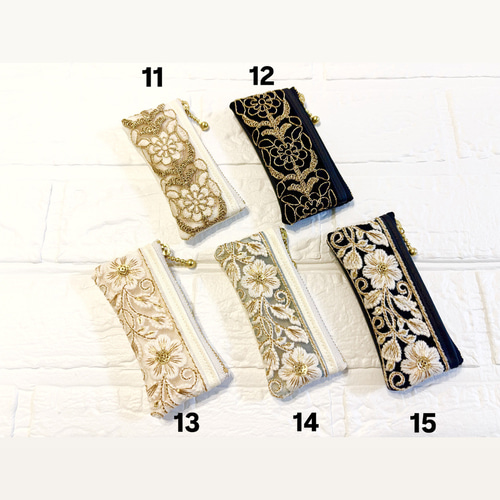 リップポーチ　ポーチ　ミニポーチ　インド刺繍　リボン　ピンク　927-1 リップポーチ ポーチ ミニポーチ インド刺繍 リボン ピンク 927-1 再販