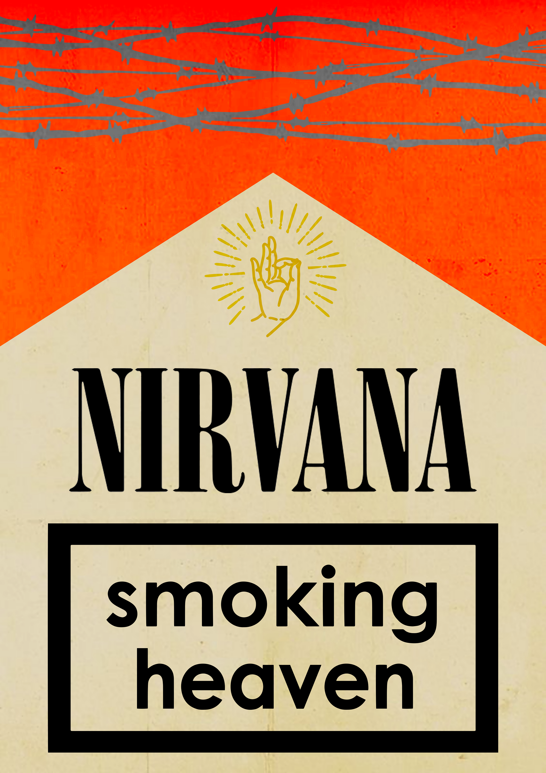 NIRVANA　シガレットジャケット　レトロレッド×シルバー　ホワイトTシャツ【 インクジェット 】