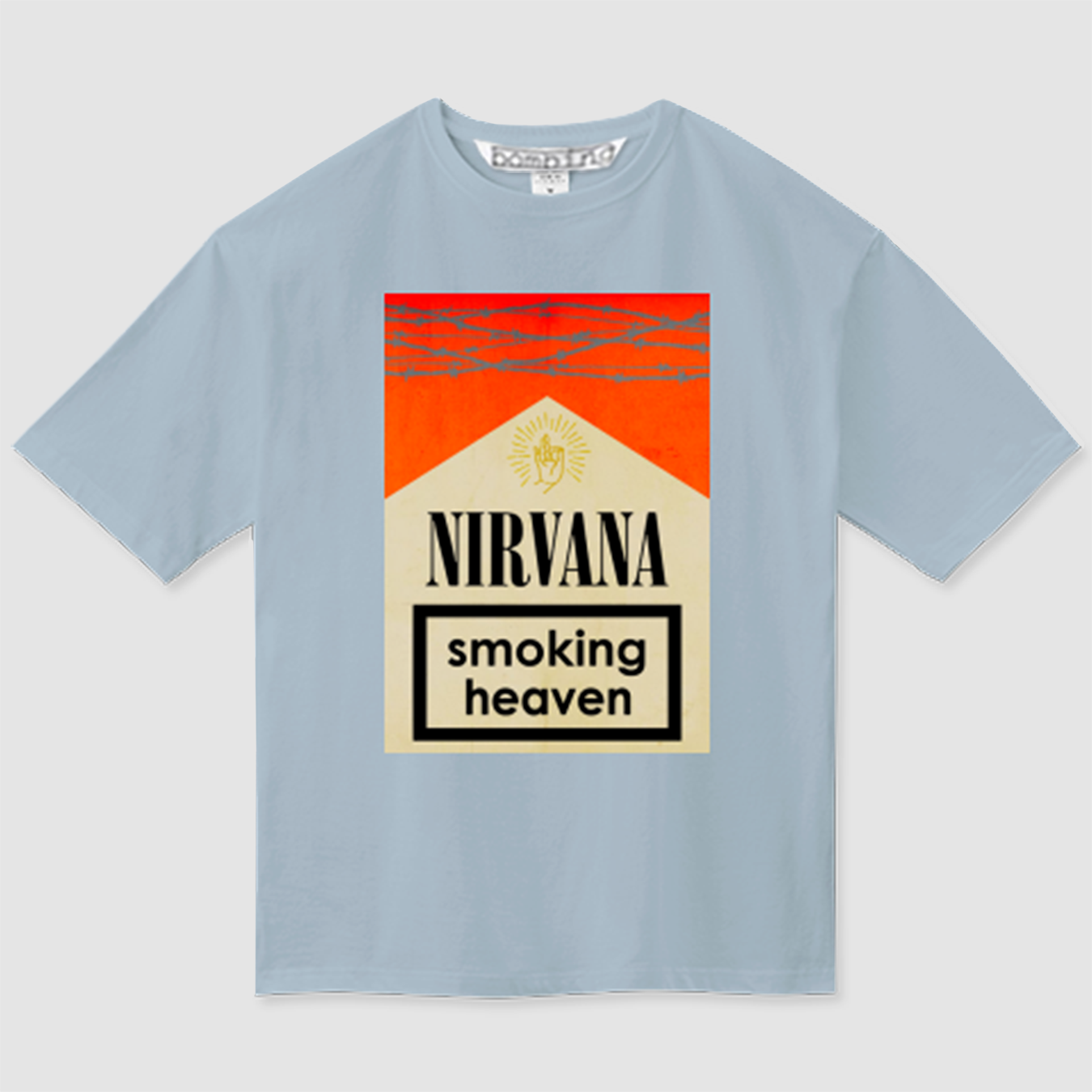 NIRVANA　シガレットジャケット　レトロレッド×シルバー　サックスカラーTシャツ【 インクジェット 】