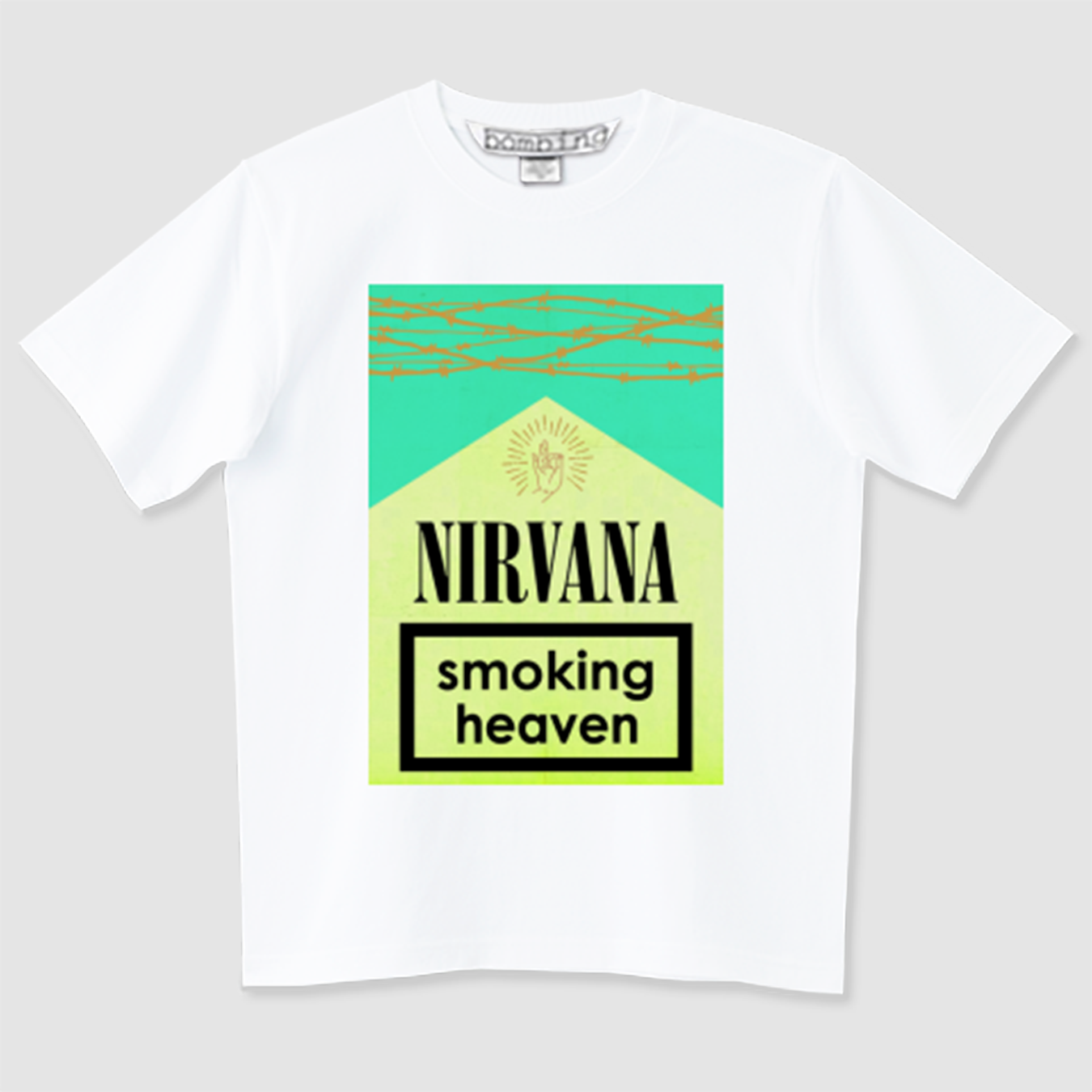 NIRVANA　シガレットジャケット　ブルーグリーン×ゴールド　ホワイトTシャツ【 インクジェット 】