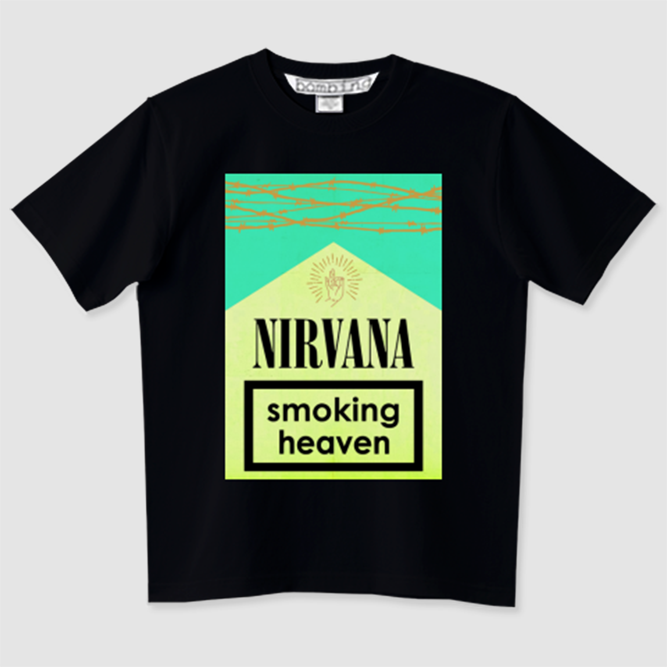 NIRVANA　シガレットジャケット　ブルーグリーン×ゴールド　ブラックTシャツ【 インクジェット 】