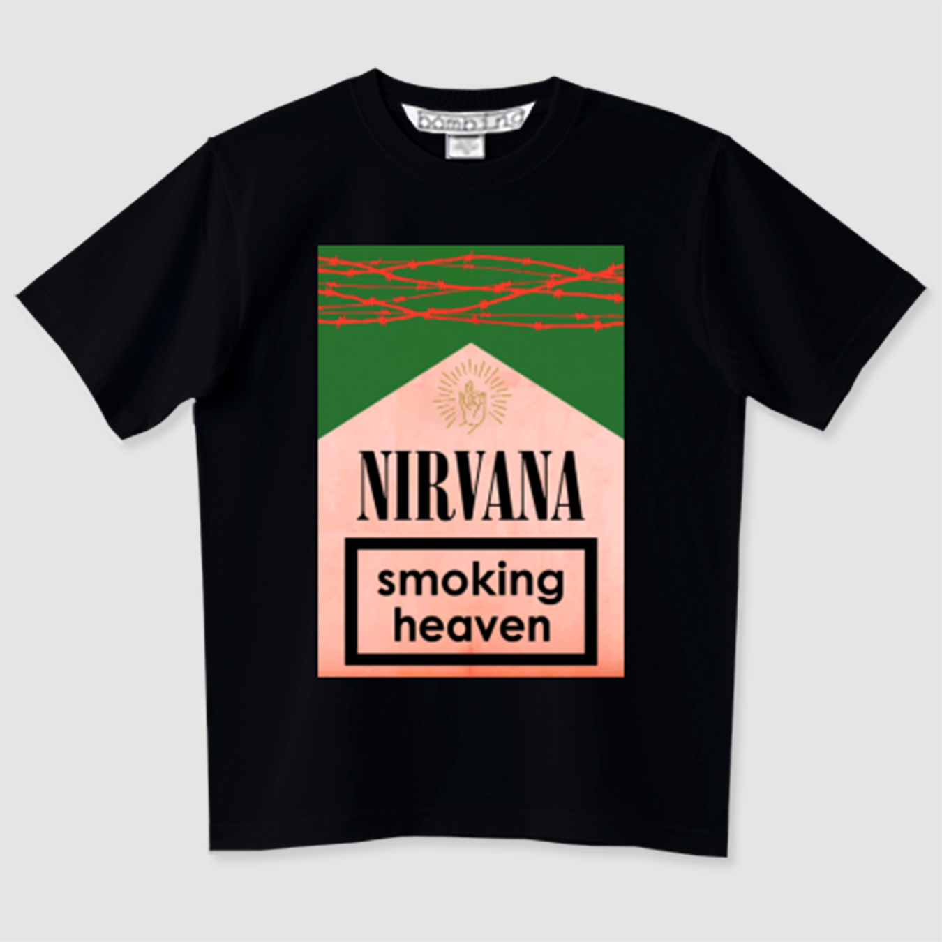 NIRVANA　シガレットジャケット　グリーン×オレンジレッド　ブラックTシャツ【 インクジェット 】