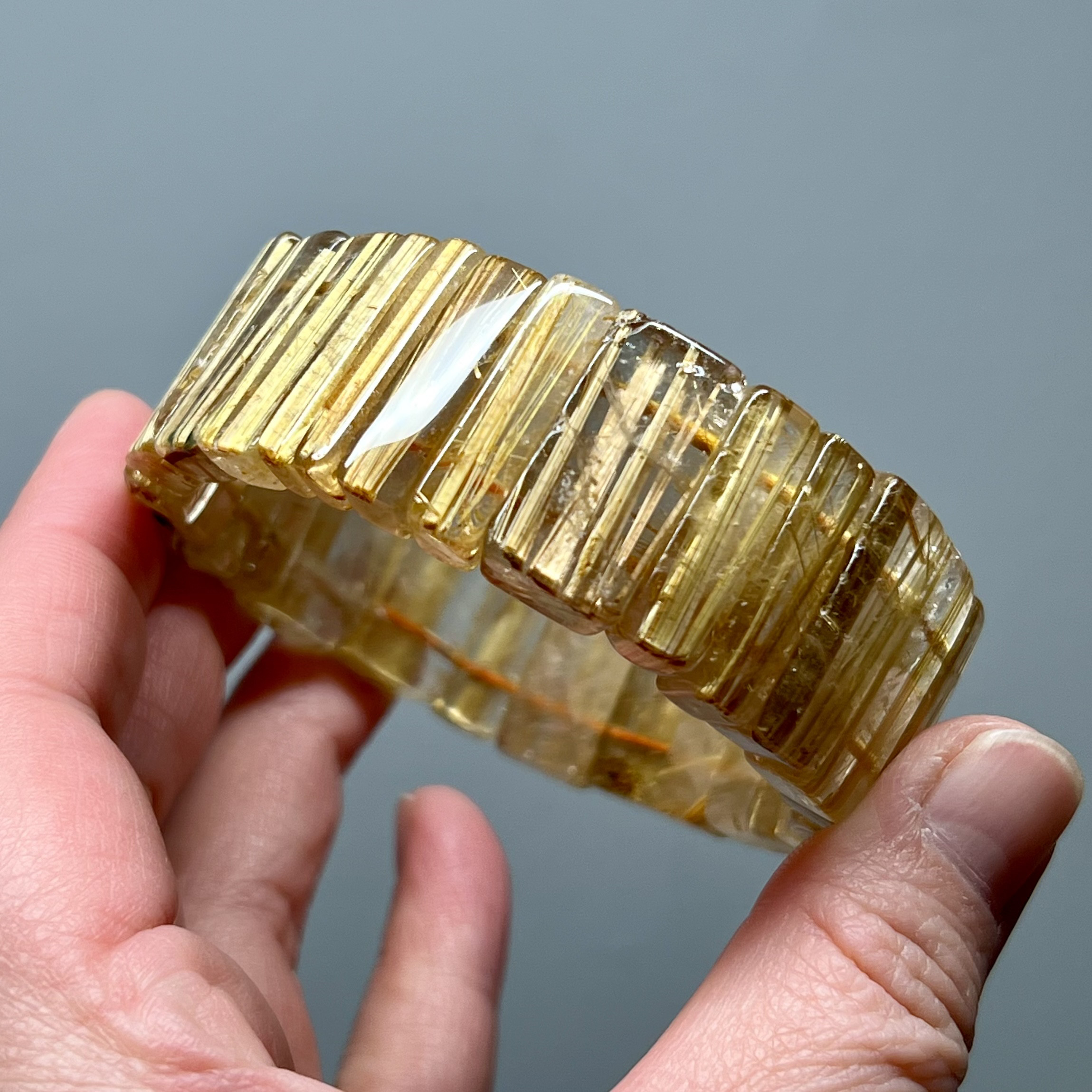 イギリス発送　Big トップグレード　タイチンルチルクォーツ バングル 透明度高い　パワー倍増　貴重品 豪華　一期一会