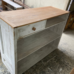 無垢材】L型カフェシェルフ アンティーク キッチンラック 棚・シェルフ