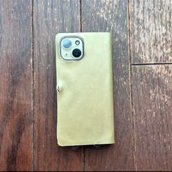 ⭐️オーダー制作【kululu】本革 手縫いiPhoneケース ゴールド 4枚目の画像