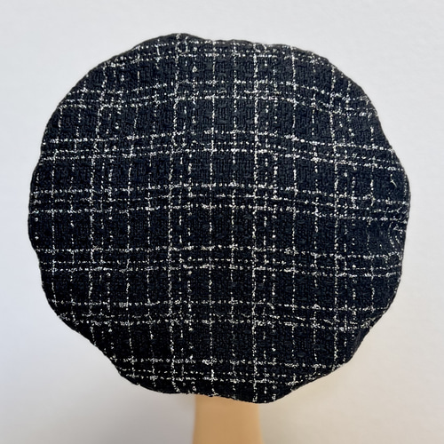 キラキラ ツイードベレー帽〈黒〉冬 春 可愛い おしゃれ 帽子