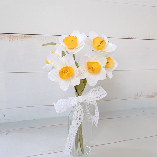 布花 スイセンの花束 凛と咲く水仙 アートフラワー orionのアート