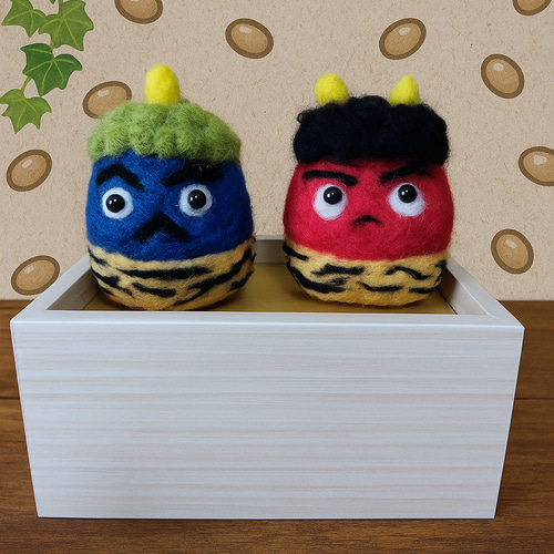 節分セット 赤鬼くんと青鬼くん 羊毛フェルト Nohea-Pua ノヘアプア