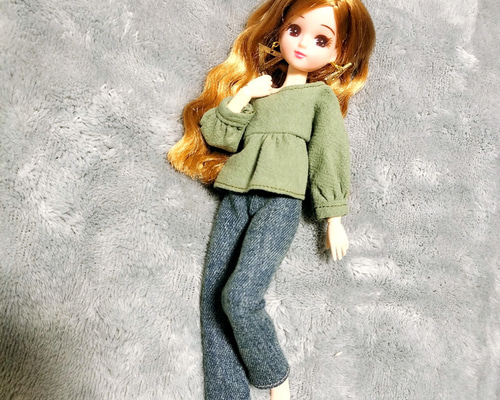 3点セット 上下 トップス ピアス ボトムス ズボン リカちゃん オビツ22