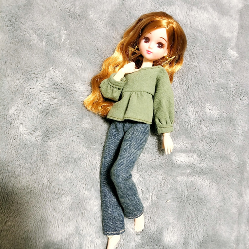 3点セット 上下 トップス ピアス ボトムス ズボン リカちゃん オビツ22