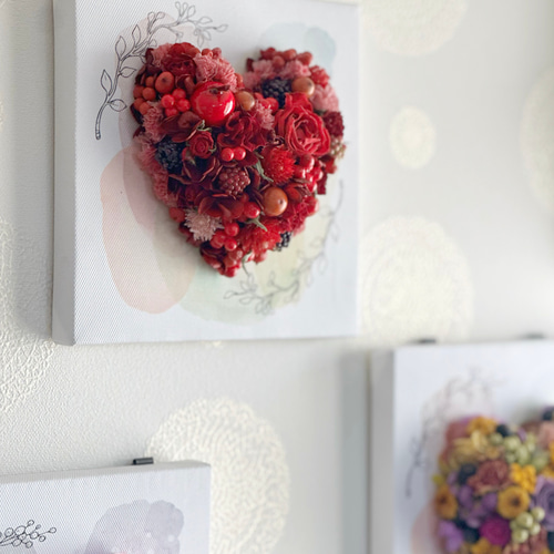 3日以内発送】ぷくっと♡赤ハート アートパネル 壁掛け可能 ドライ