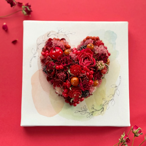 3日以内発送】ぷくっと♡赤ハート アートパネル 壁掛け可能 ドライ