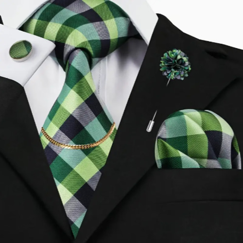 ネクタイ セット メンズ ハンカチ カフリンクス タイチェーンブローチ