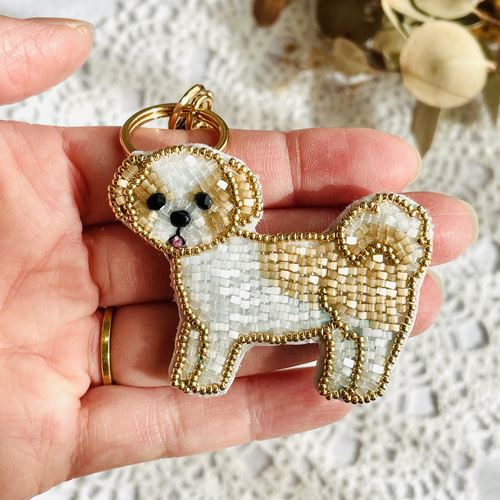 【オオルリ】　ビーズ刺繍ブローチバッグチャーム オオルリのビーズ刺繍ブローチ ブローチ loup bleu 通販