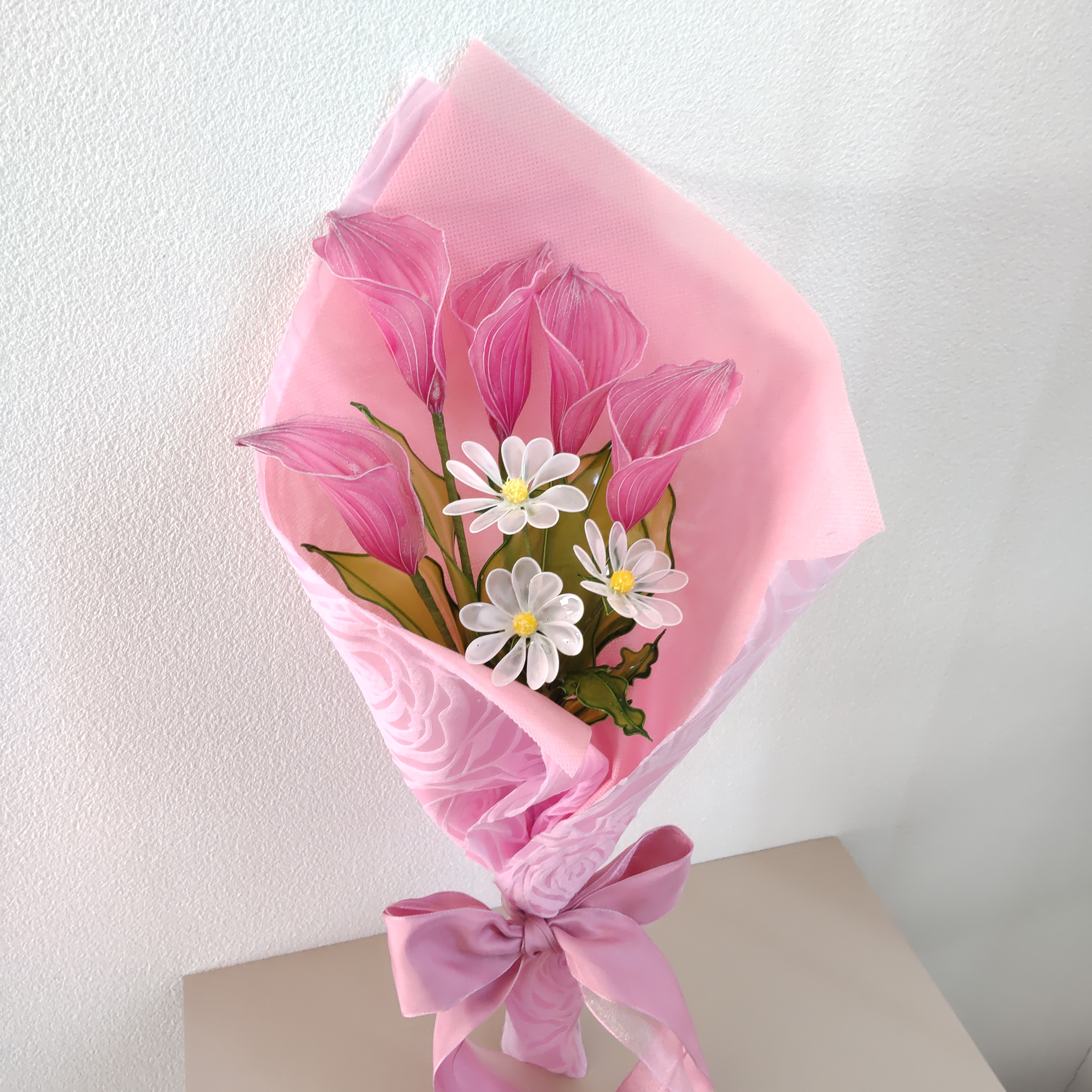 花束♡ミニブーケ♡カラー♡マーガレット♡ディップアート♡アメリカンフラワー