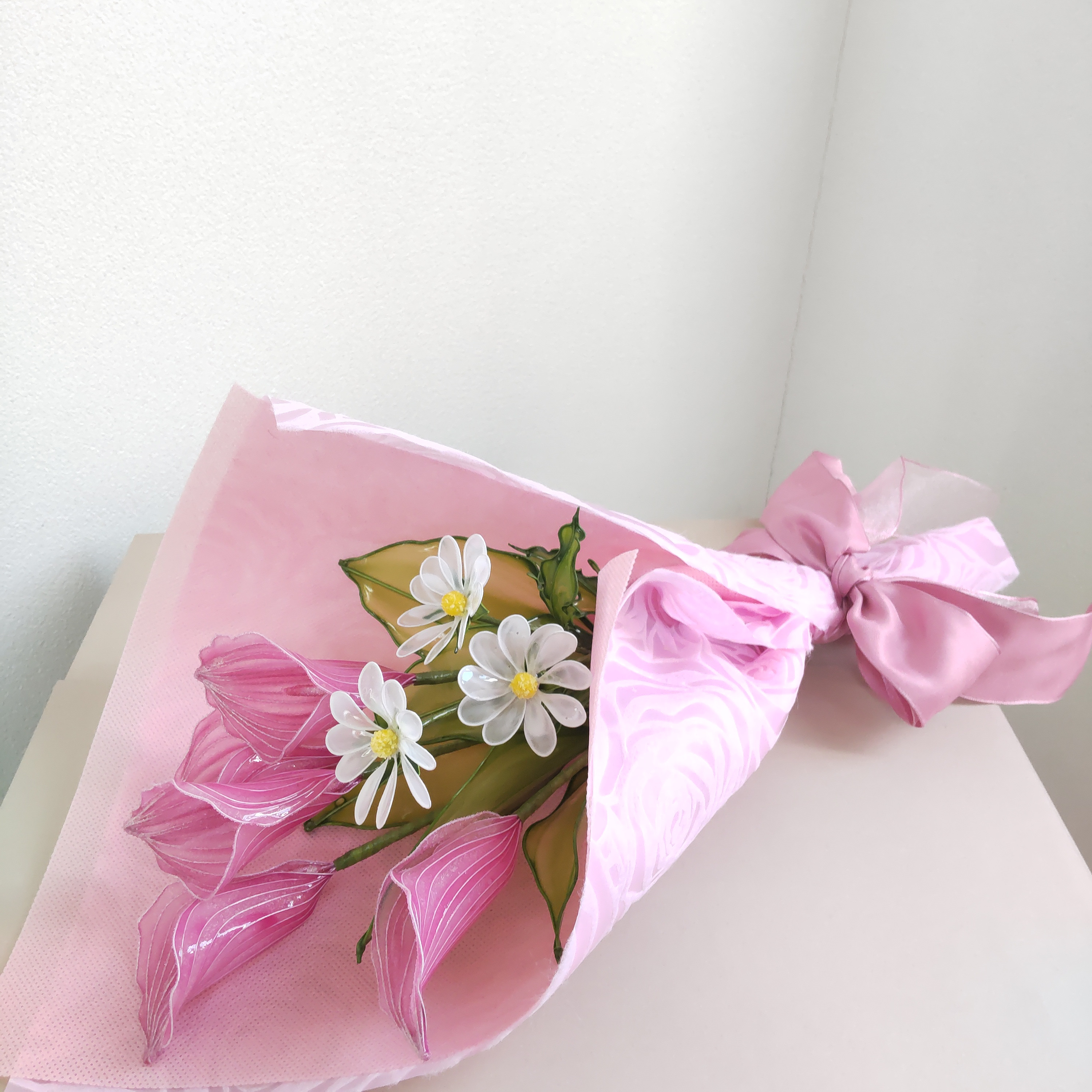 花束♡ミニブーケ♡カラー♡マーガレット♡ディップアート♡アメリカンフラワー