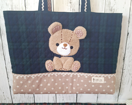 バレエ　くま　ミニトートバッグ　ハンドメイド　アップリケ 0e7179849c6764c15cbd3197addf5b
