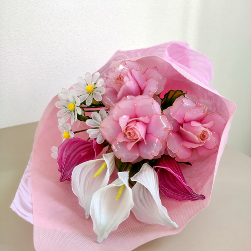 花束♡ブーケ♡バラ♡カラー♡マーガレット♡ディップアート