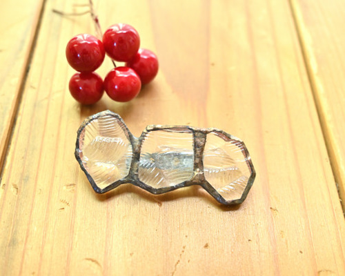昭和ガラス】石目のブローチ ステンドグラス/Stones brooch Stained