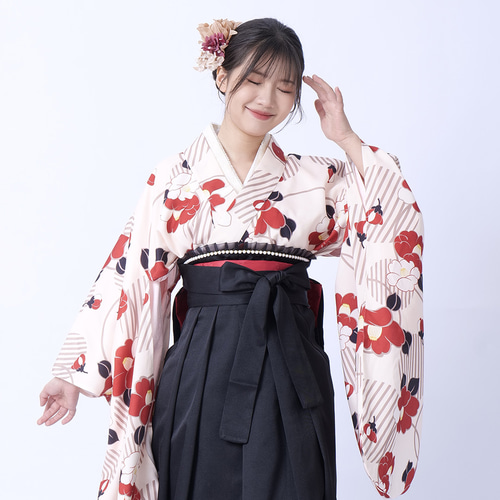 袴3点セット 刺繍タイプ 袴 袴セット 袴 半幅帯 二尺袖 着物 椿 卒業式