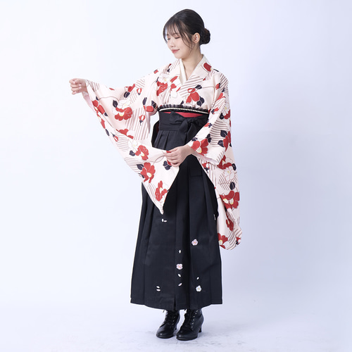 袴3点セット 刺繍タイプ 袴 袴セット 袴 半幅帯 二尺袖 着物 椿 卒業式
