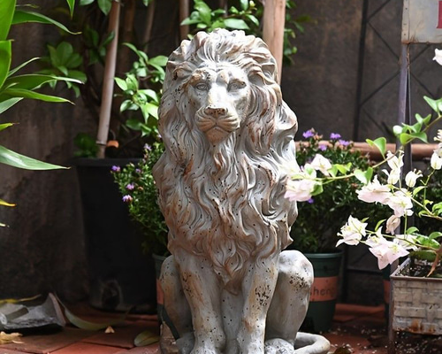 ガーデンオーナメント ライオン ヴィンテージ調 おしゃれ 置物 動物