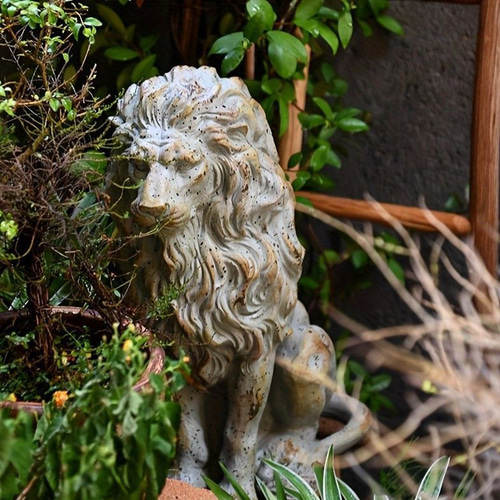 ガーデンオーナメント ライオン ヴィンテージ調 おしゃれ 置物 動物