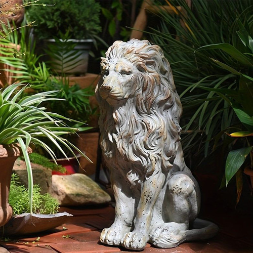 ガーデンオーナメント ライオン ヴィンテージ調 おしゃれ 置物 動物