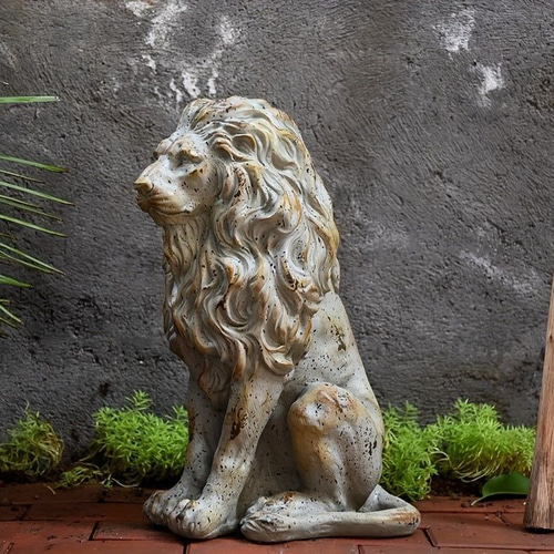ガーデンオーナメント ライオン ヴィンテージ調 おしゃれ 置物 動物
