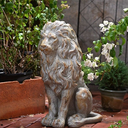 ガーデンオーナメント ライオン ヴィンテージ調 おしゃれ 置物