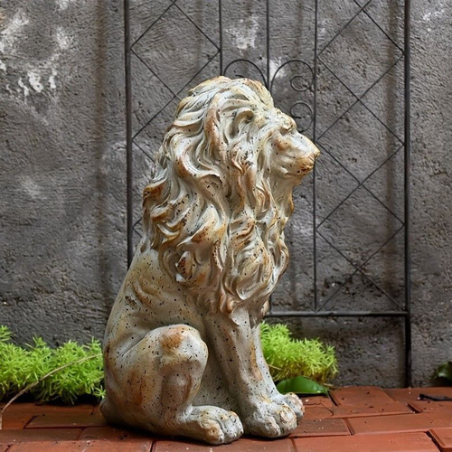 ガーデンオーナメント ライオン ヴィンテージ調 おしゃれ 置物 動物