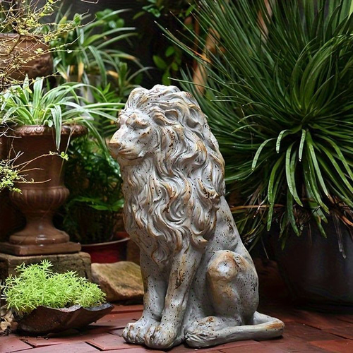 ガーデンオーナメント ライオン ヴィンテージ調 おしゃれ 置物 動物