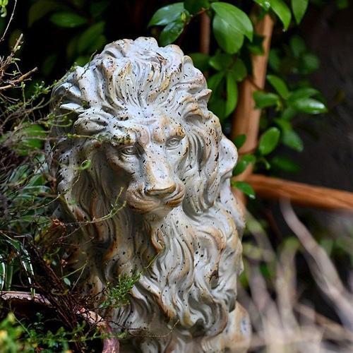 ガーデンオーナメント ライオン ヴィンテージ調 おしゃれ 置物 動物