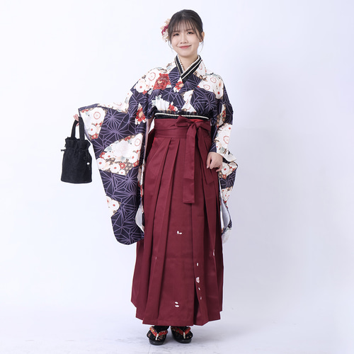 袴3点セット 刺繍タイプ 袴 袴セット 袴 半幅帯 二尺袖 着物 牡丹 卒業