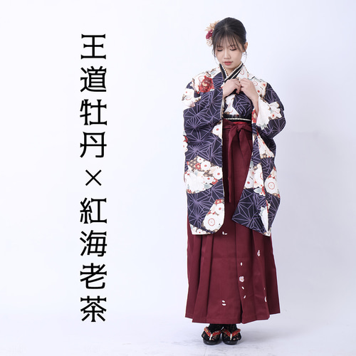 卒業袴セット【二尺袖着物・袴・半幅帯】Mサイズ 卒業式 大学生 黒 赤 袴セット 大学卒業式 3点セット 卒業式 二尺袖着物 帯 袴 大学生 2026